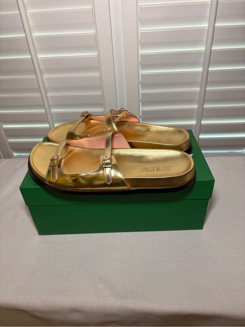 J. Crew Gold Metallic Slide Sandals
